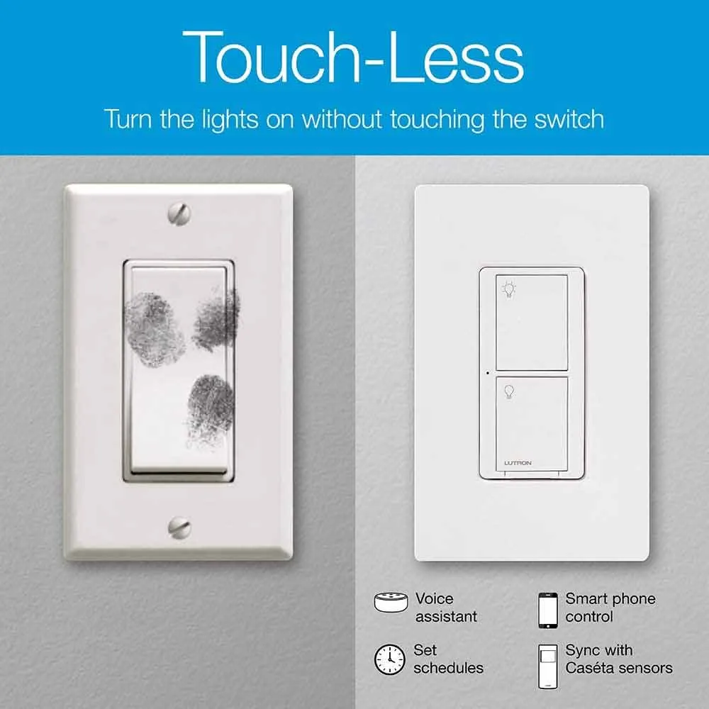 Caseta Wireless Smart Light Switch Starter Kit with Smart Bridge and Wall Plate