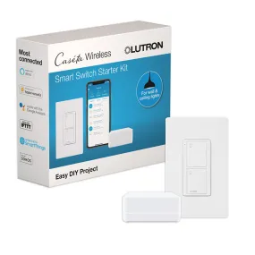 Caseta Wireless Smart Light Switch Starter Kit with Smart Bridge and Wall Plate