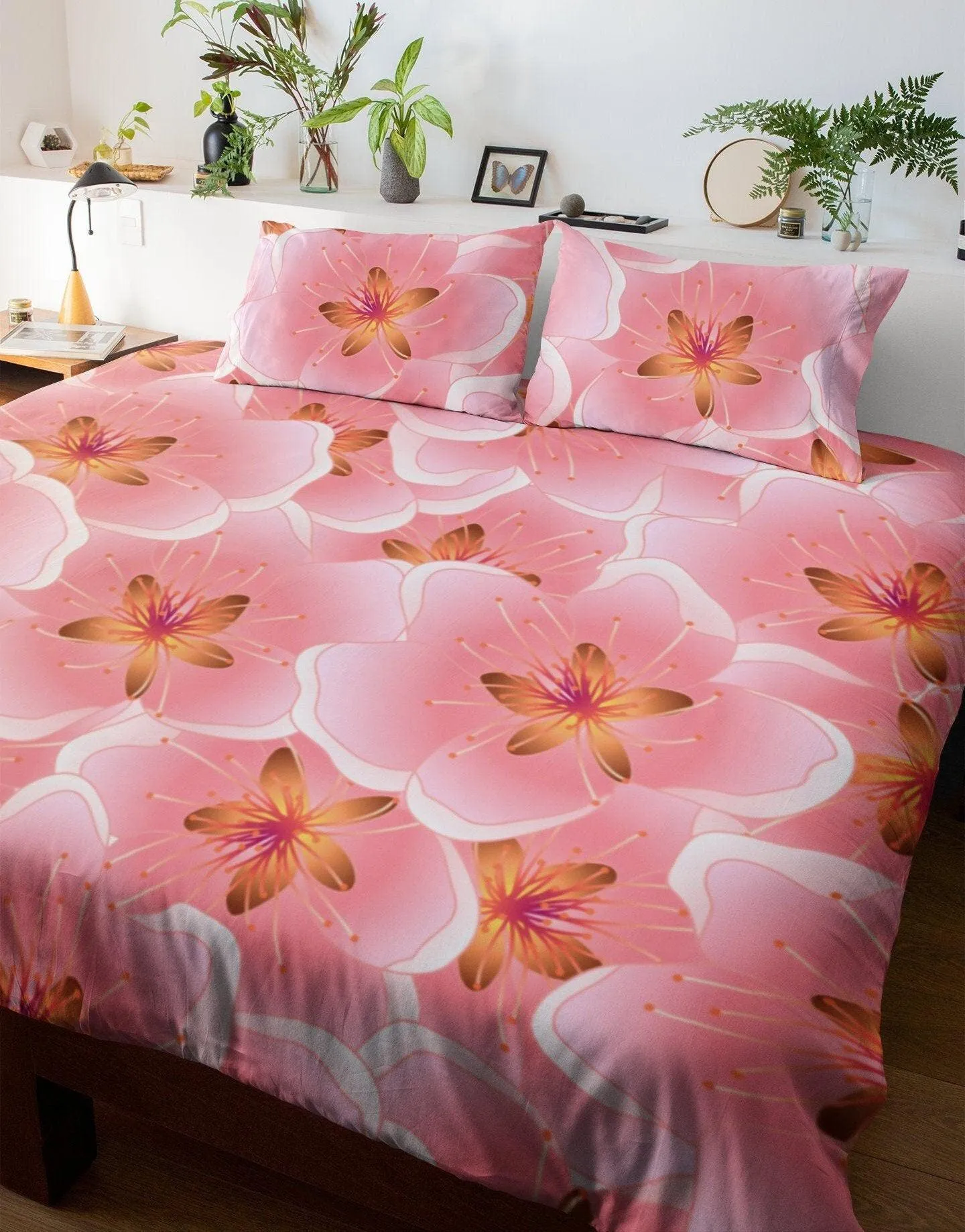 Cherry Blossoms Pink Duvet Cover Set | Floral Bedding Set with Pillow Cover Case