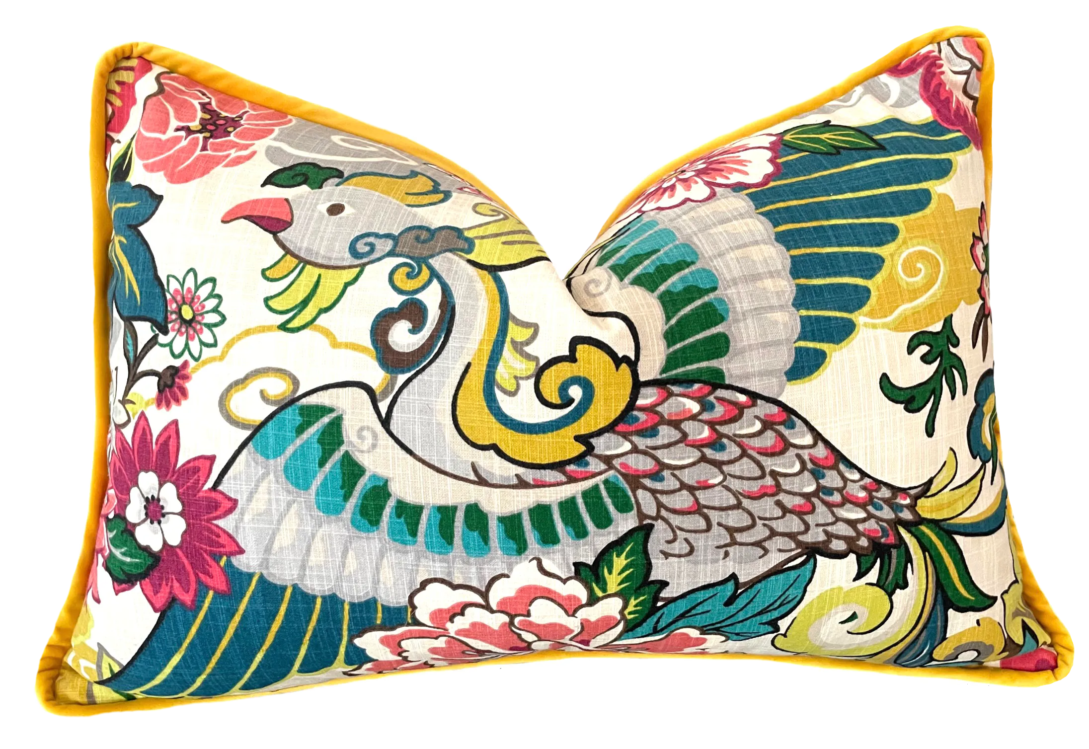 Chinoiserie Phoenix Pillow Cover / Chiang Mai style Pillow / Available in 8 Sizes