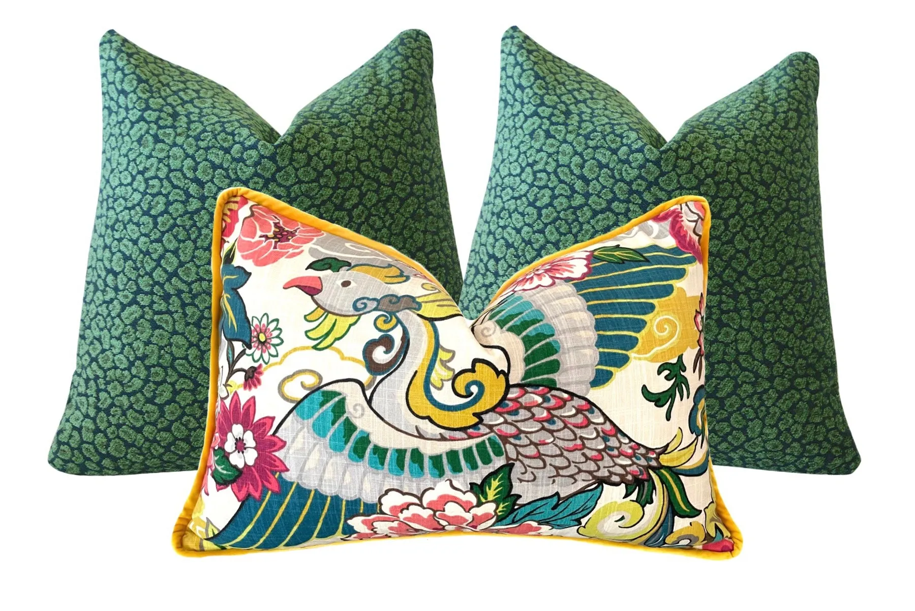 Chinoiserie Phoenix Pillow Cover / Chiang Mai style Pillow / Available in 8 Sizes