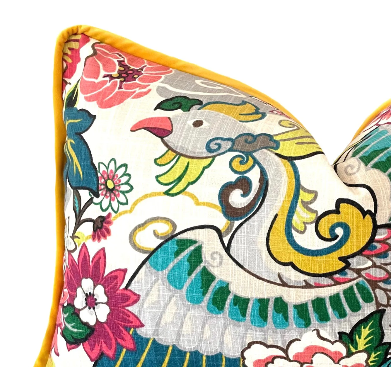 Chinoiserie Phoenix Pillow Cover / Chiang Mai style Pillow / Available in 8 Sizes