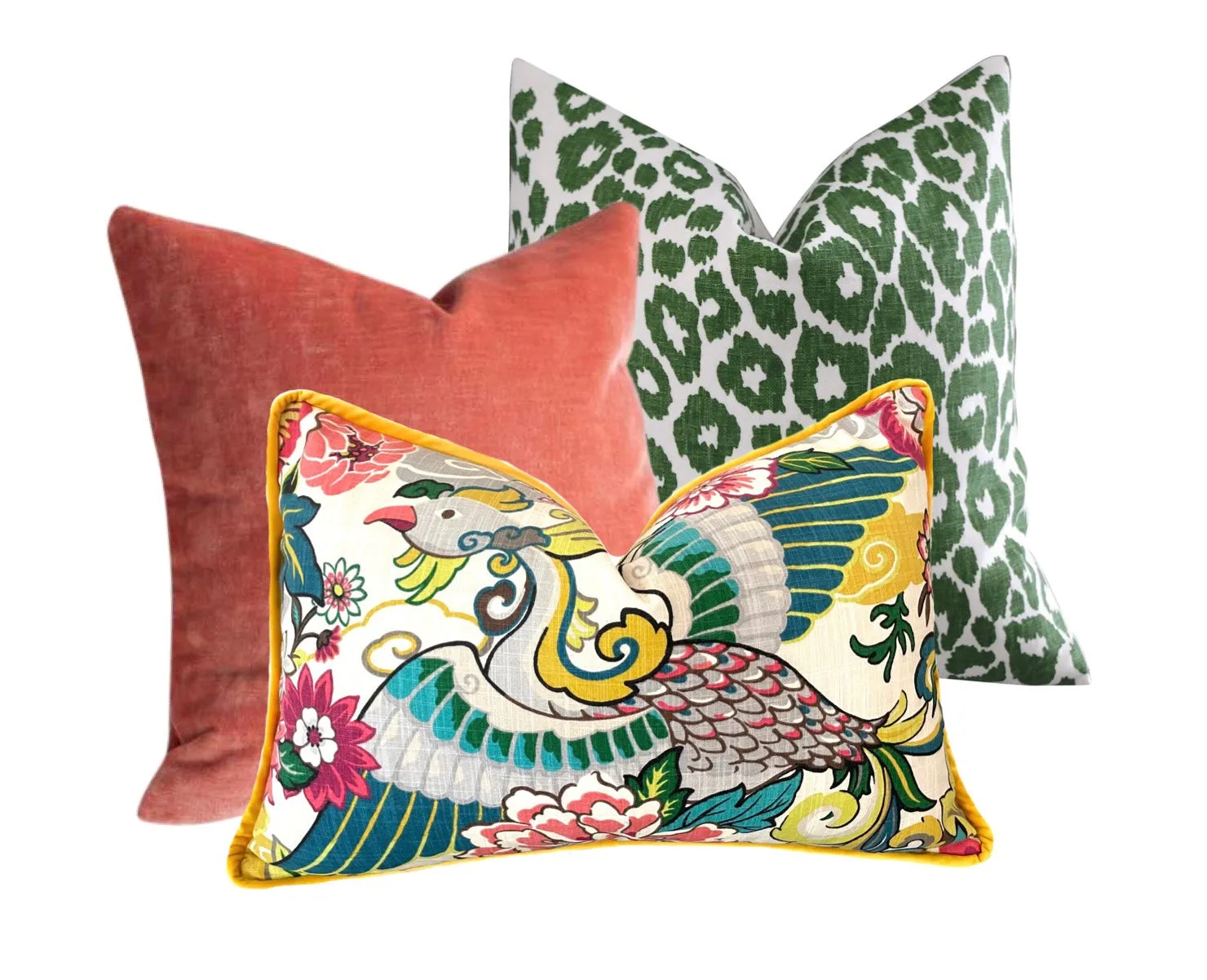 Chinoiserie Phoenix Pillow Cover / Chiang Mai style Pillow / Available in 8 Sizes