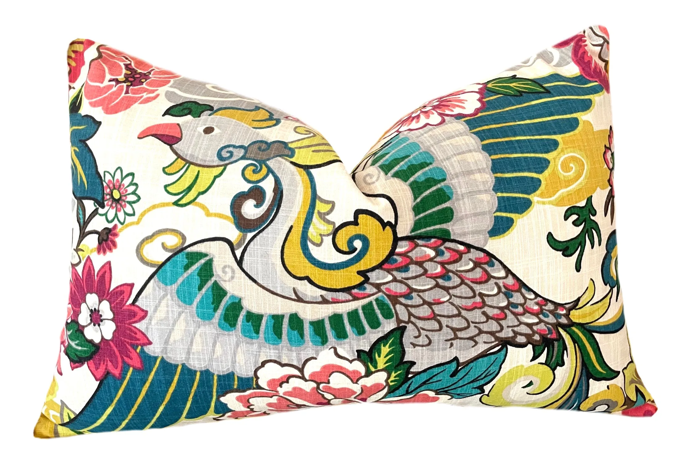 Chinoiserie Phoenix Pillow Cover / Chiang Mai style Pillow / Available in 8 Sizes