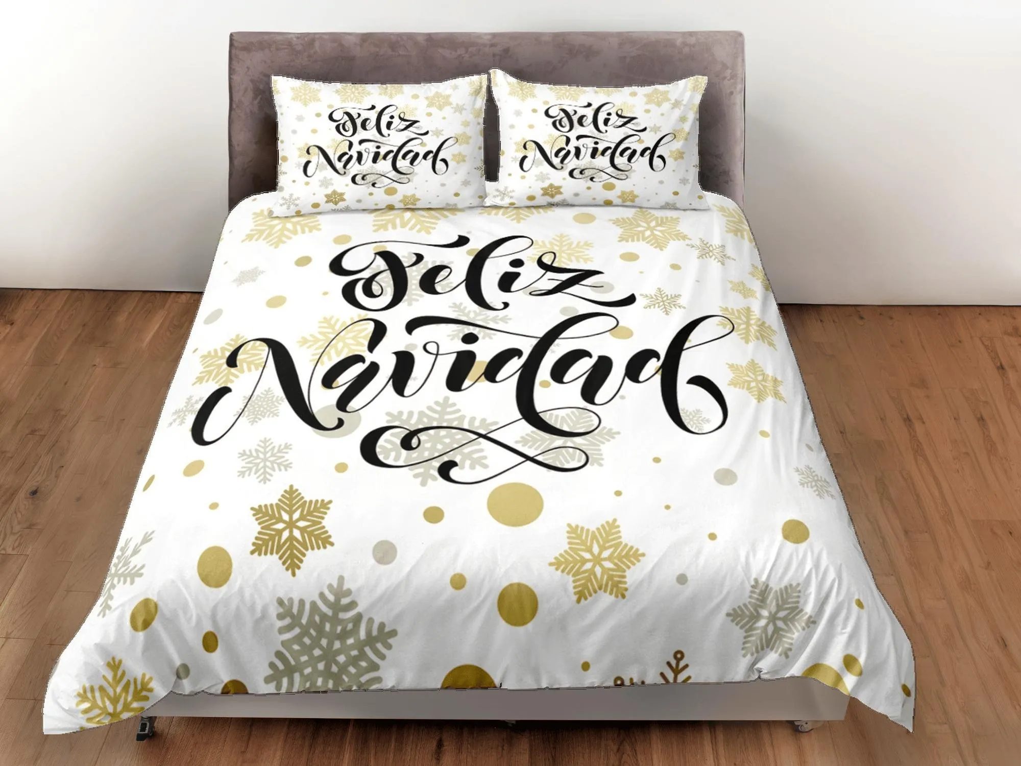 Christmas Duvet Cover Set and Christmas Pillows Feliz Navidad Bedding Comforter Cover Christmas Gift