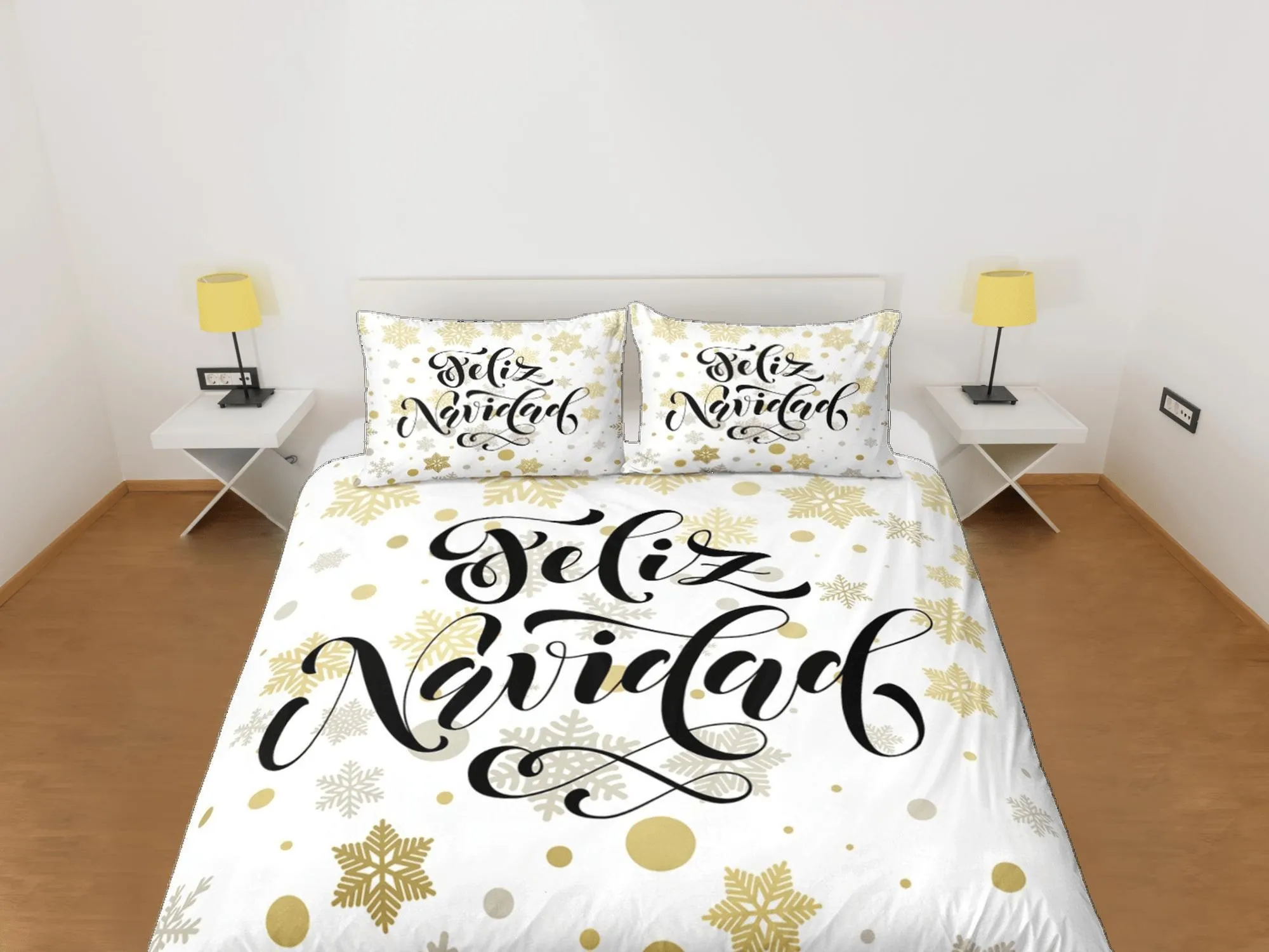 Christmas Duvet Cover Set and Christmas Pillows Feliz Navidad Bedding Comforter Cover Christmas Gift