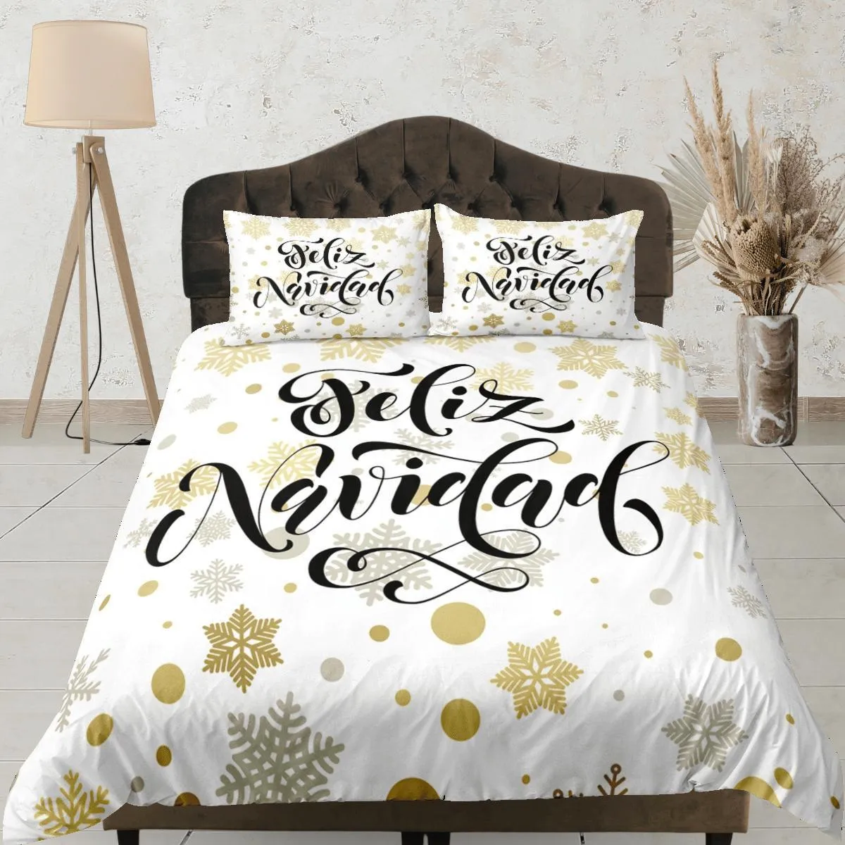 Christmas Duvet Cover Set and Christmas Pillows Feliz Navidad Bedding Comforter Cover Christmas Gift