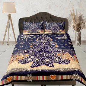 Christmas Gift Purple Duvet Cover Pillowcase Bedspread Holiday Gift Bedding Set, King Duvet Full, Queen Single Bedding