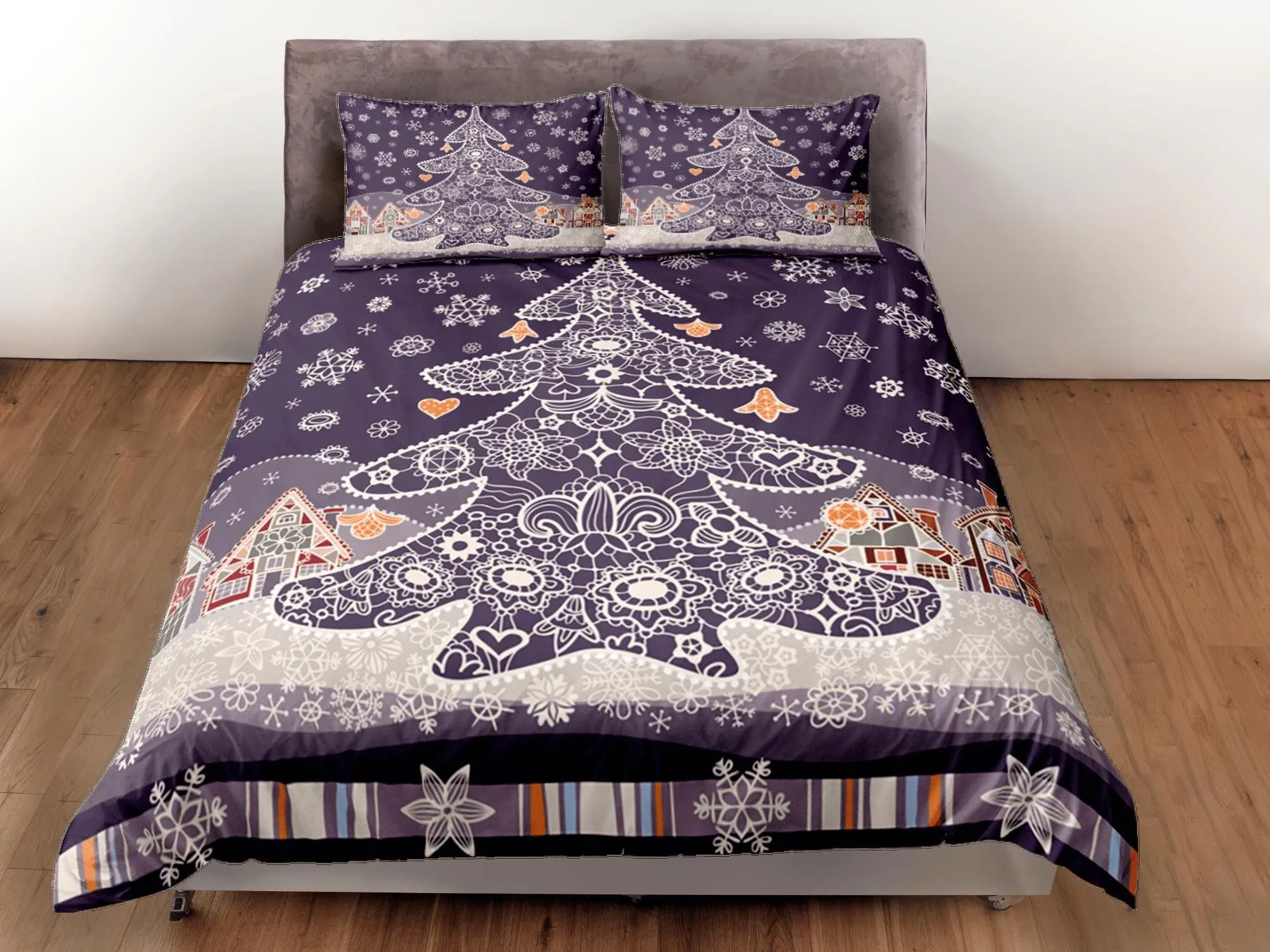 Christmas Unisex Gift Duvet Cover Pillowcase Bedspread Holiday Bedding Set