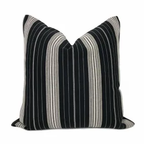 (CLEARANCE) Bond Street Black Gray Taupe Pinstripe Pillow Cover