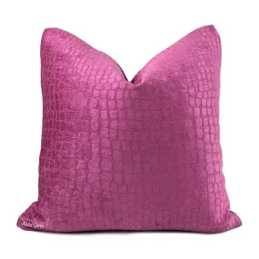 (CLEARANCE) Fuchsia Pink Crocodile Alligator Faux Reptile Pattern Pillow Cover