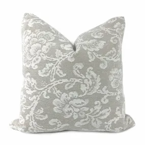 (CLEARANCE) Rhiannon Greige Floral Chenille Pillow Cover (Fabric by the Yard available)