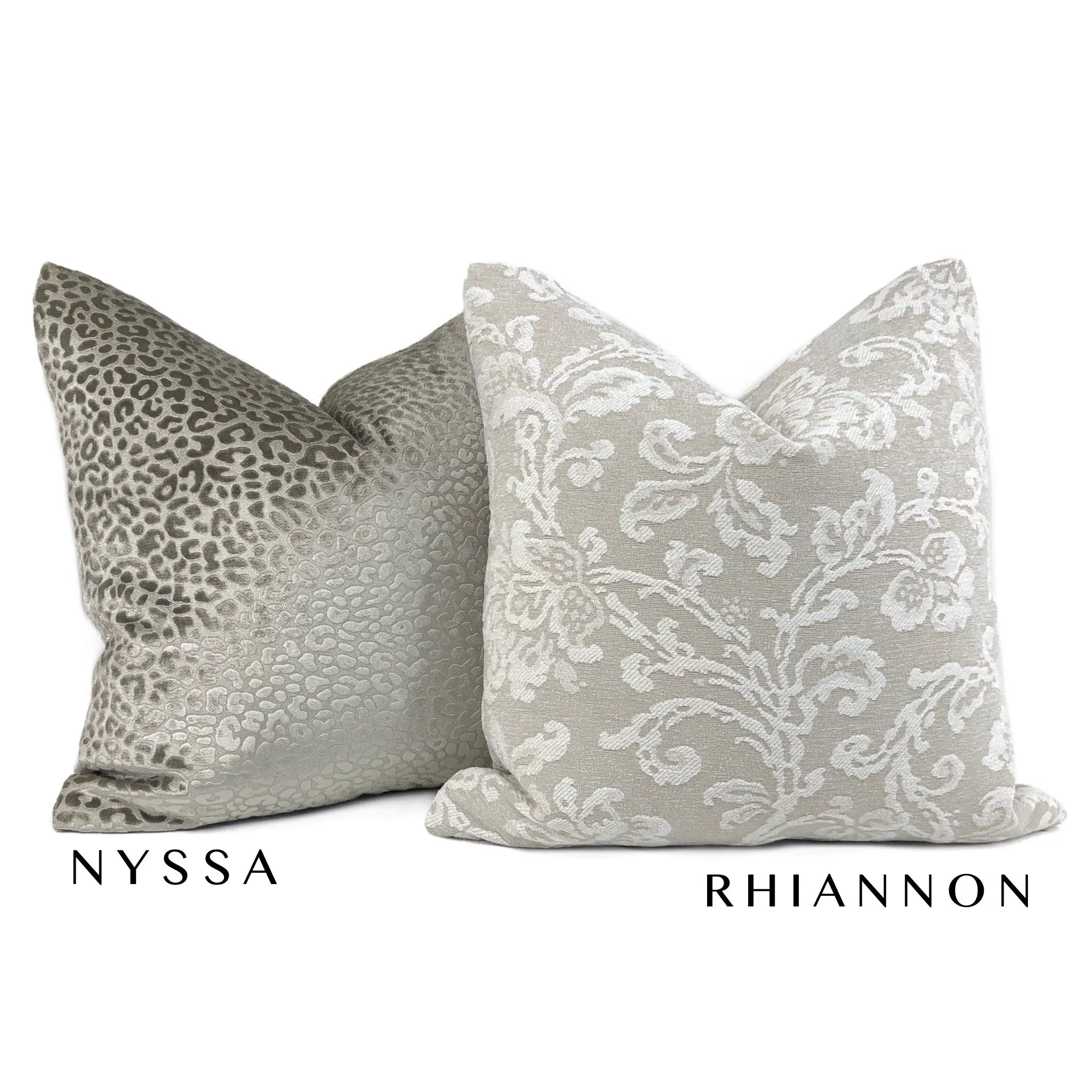 (CLEARANCE) Rhiannon Greige Floral Chenille Pillow Cover (Fabric by the Yard available)