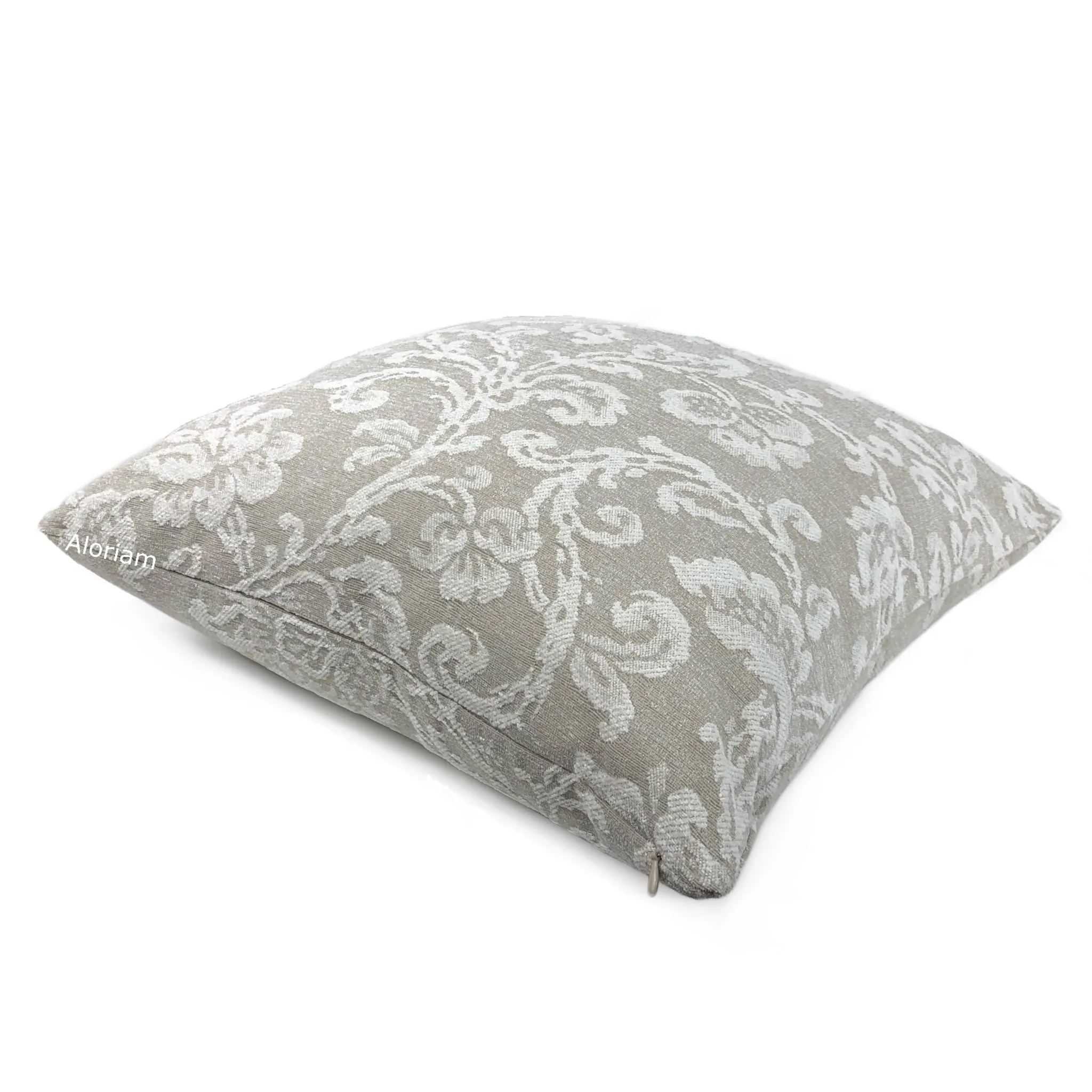 (CLEARANCE) Rhiannon Greige Floral Chenille Pillow Cover (Fabric by the Yard available)