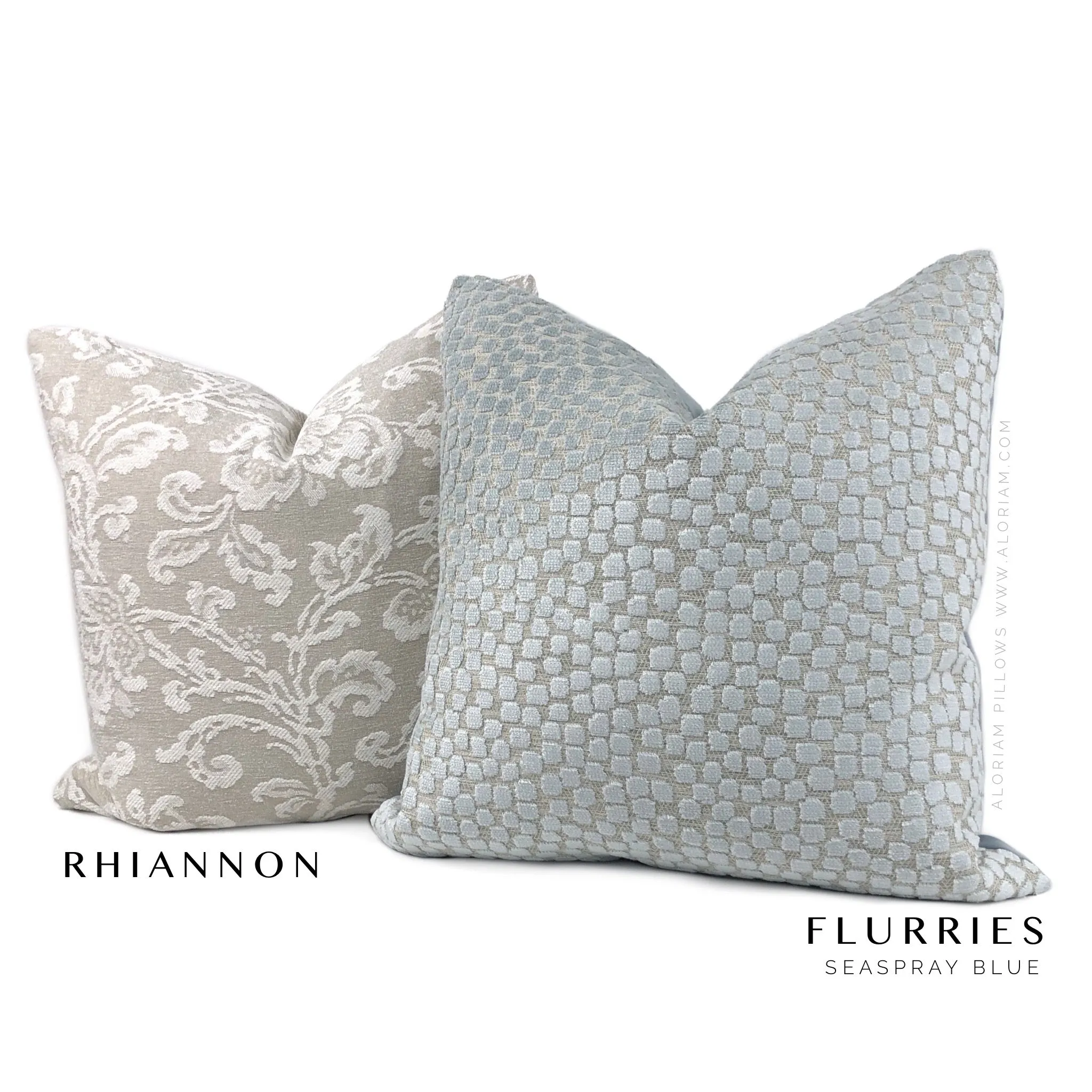 (CLEARANCE) Rhiannon Greige Floral Chenille Pillow Cover (Fabric by the Yard available)