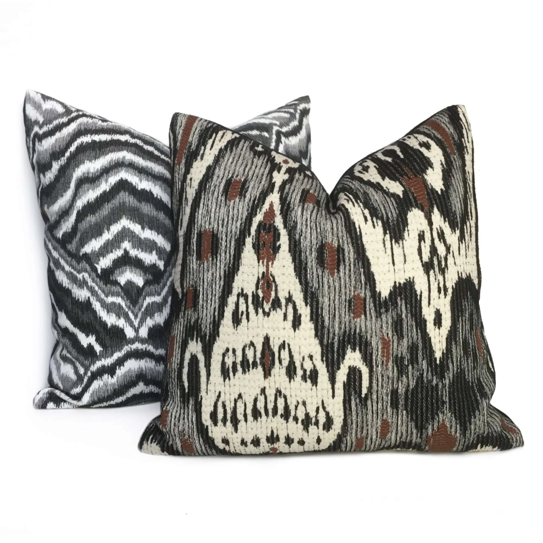 (CLEARANCE) Robert Allen Great Cedar Onyx Black Brown White Ethnic Woven Pillow Cover