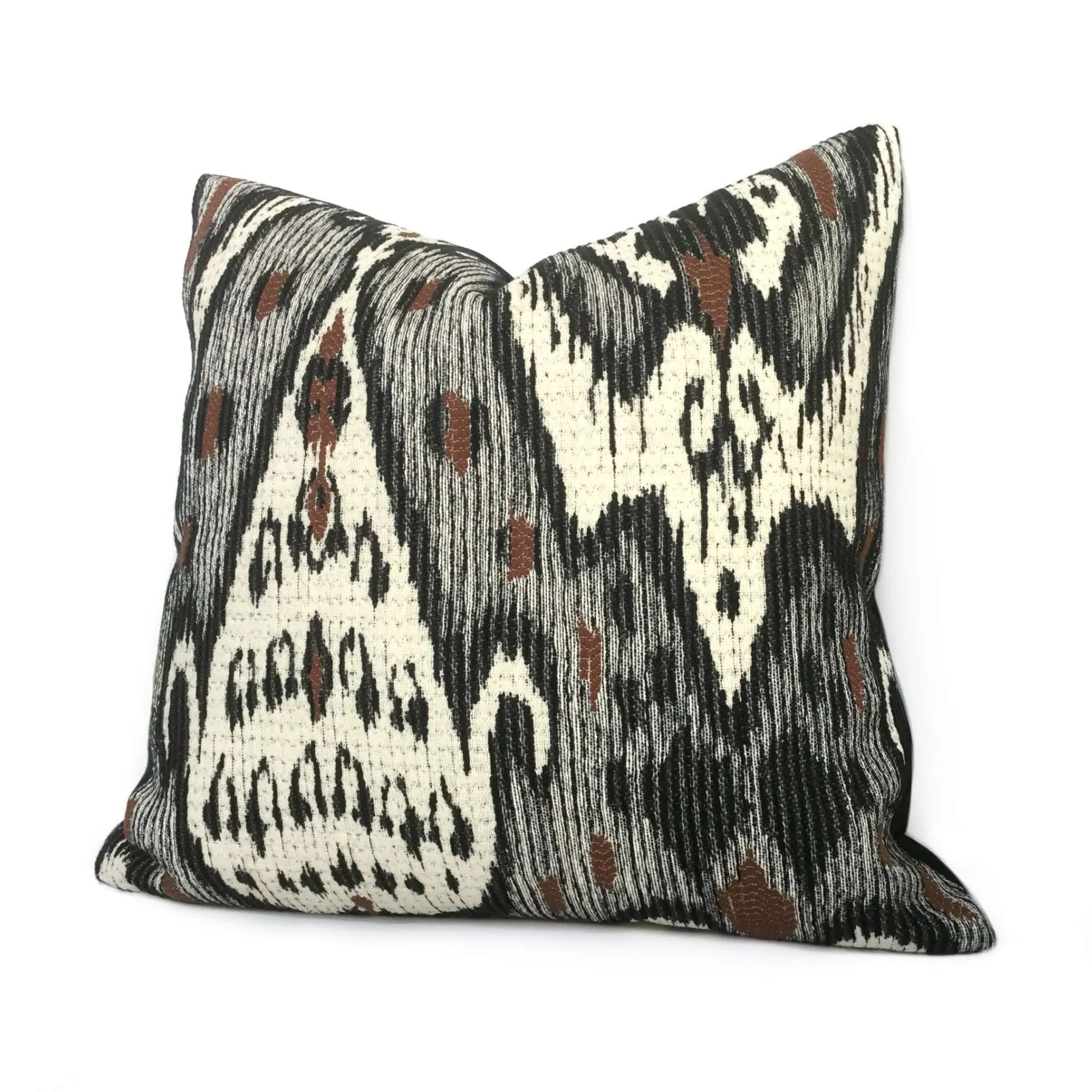 (CLEARANCE) Robert Allen Great Cedar Onyx Black Brown White Ethnic Woven Pillow Cover