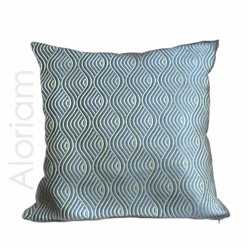 (CLEARANCE) Robert Allen Nouveau Wave Blue Green Gold Pillow Cover