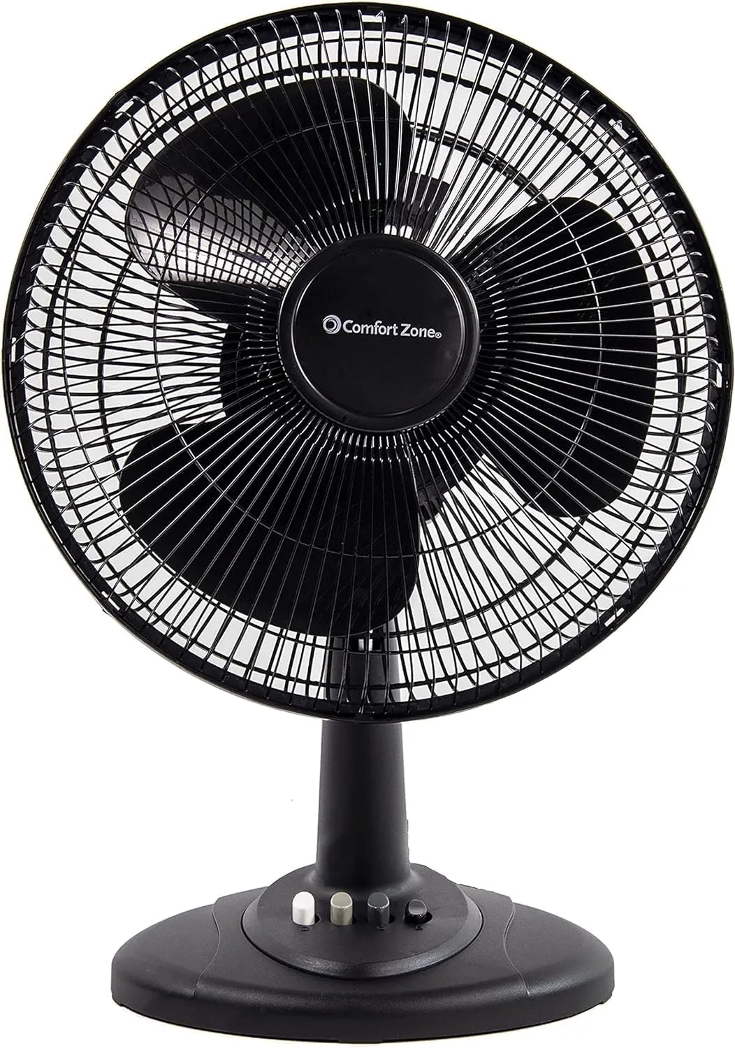 Comfort Zone 16" 3-Speed Oscillating Table Fan with Adjustable Tilt in White & Black