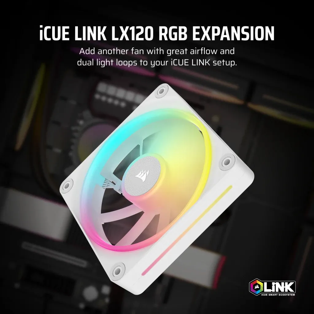 Corsair iCUE LINK LX120 RGB EXPANSION White 120mm PWM PC Case Fan (CO-9051029-WW)