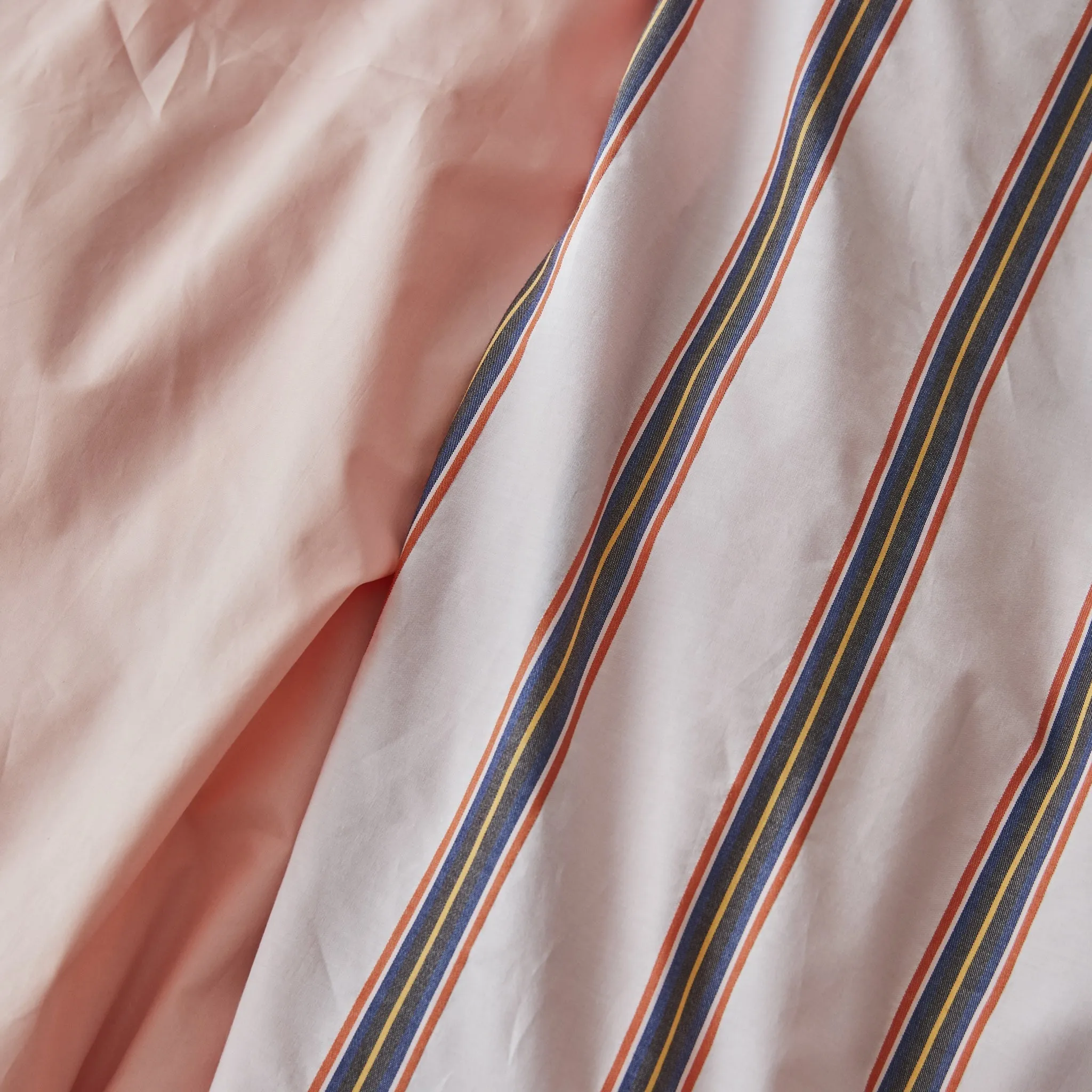 Cotton Percale Duvet Cover Set Pink Stripe