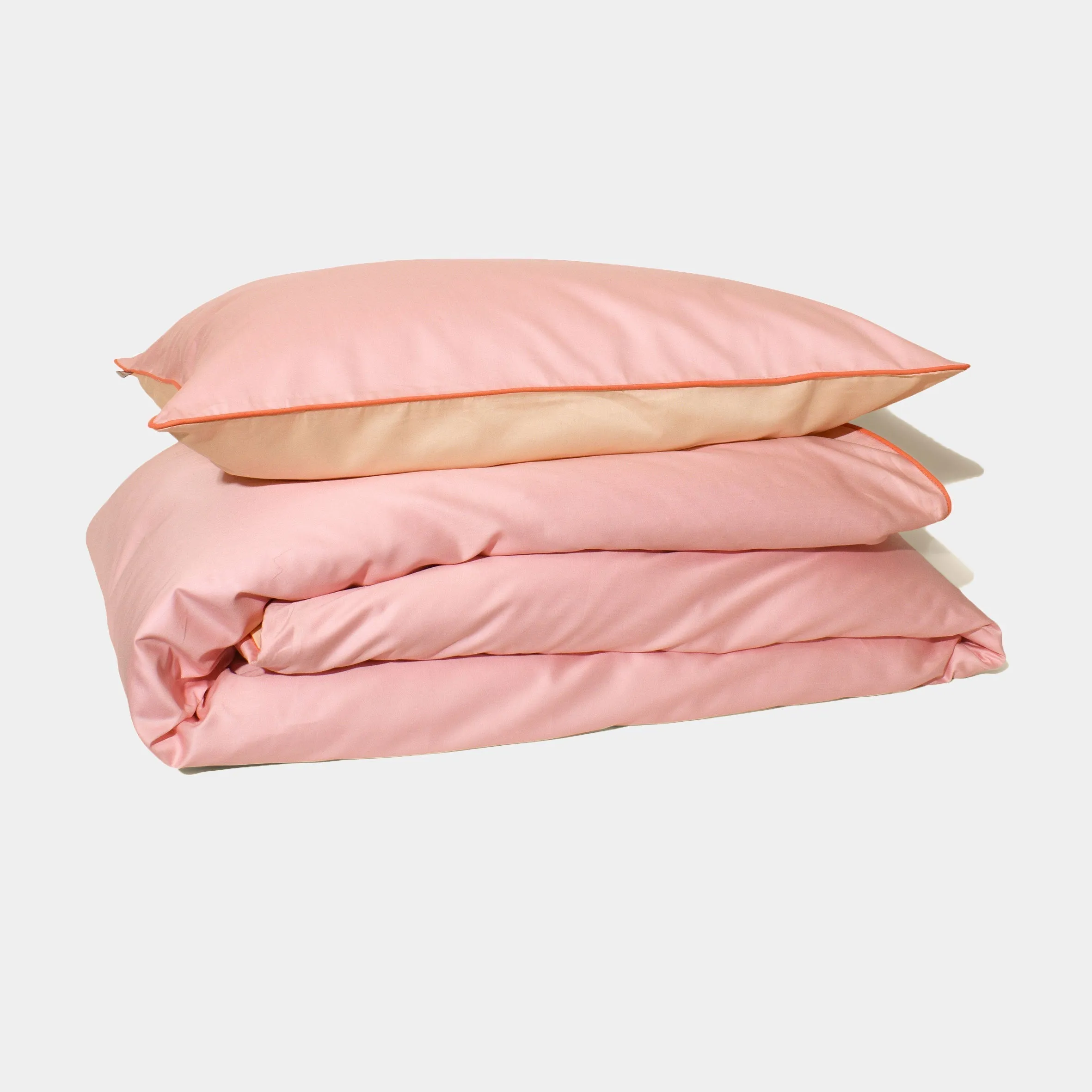 Cotton Sateen Duvet Cover Set Pale Pink-Cream