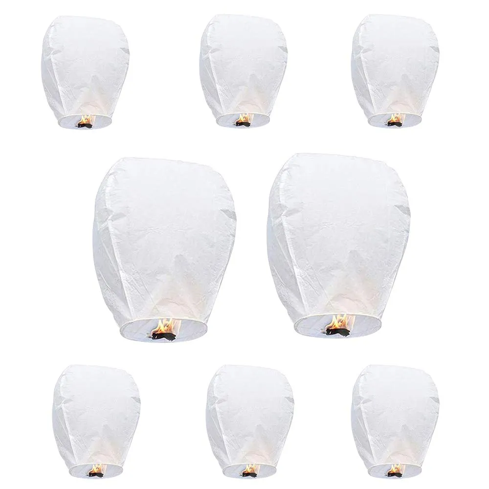 Crazy Sutra® White Color Paper Sky Lantern Hot Air Ballons Wish Candles (Pack of 5 White)