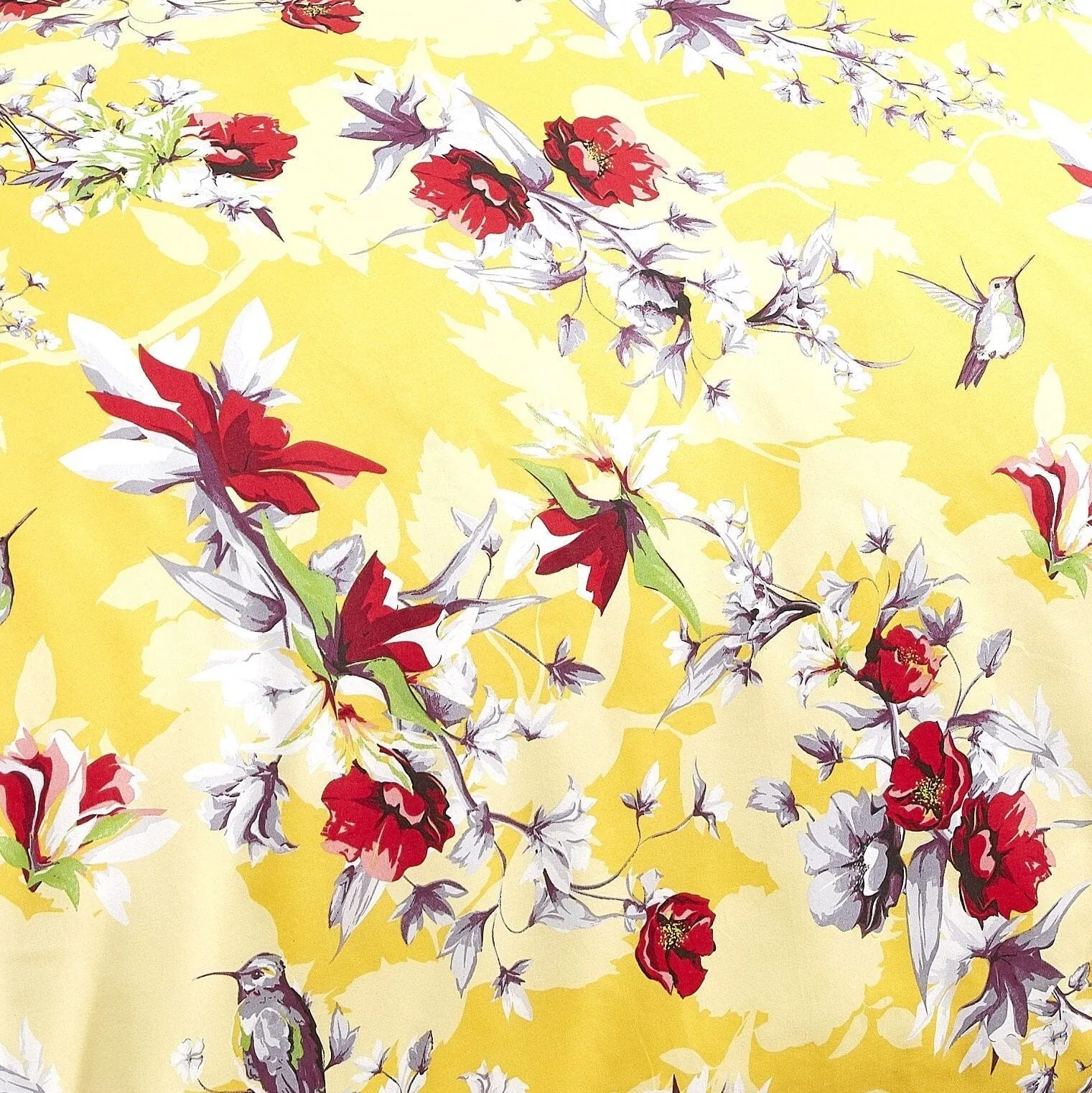 DaDa Bedding Sunshine Yellow Hummingbirds Floral Duvet Cover Set w/ Pillow Cases (JHW-925)