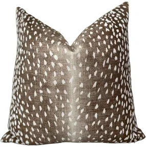 Dark Brown Fawn: Ombré Animal Print Pillow Cover / Brown Antelope Cabin Pillow Cover