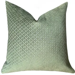 Dark Sage Green Diamond Velvet Pillow Cover