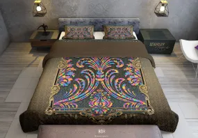 Decorative Baroque Printed Duvet Cover, Luxury Bed Linen, Printed Bedding Set, Devarshy Home