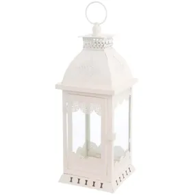 DECORative Metal Lantern with Hanger: White, 4.75 x 14 inches