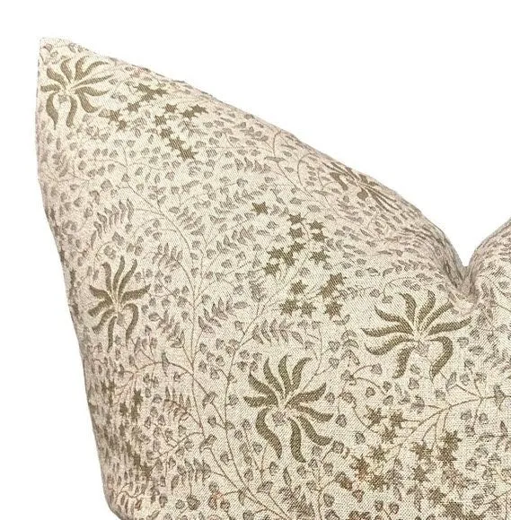 Designer "Seneca" Kishori natural olive cement Pillow Cover