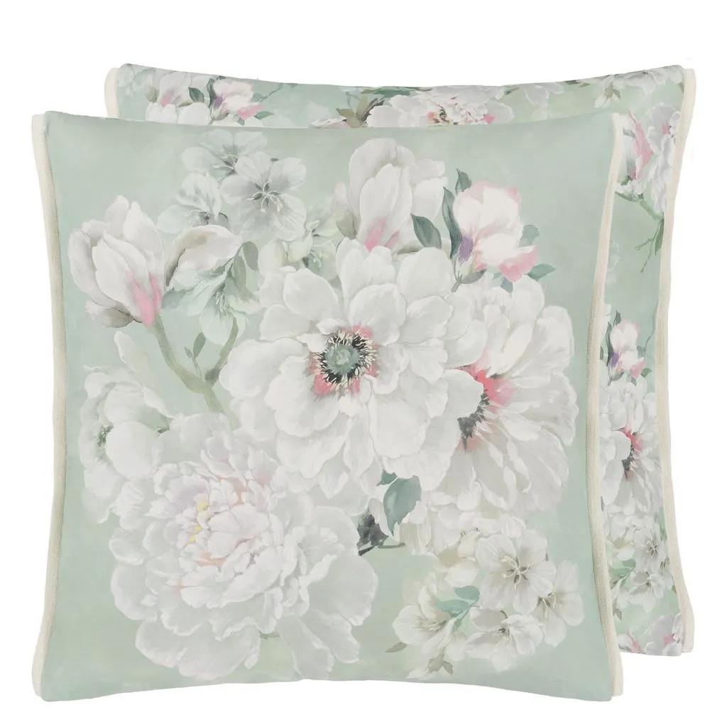 Designers Guild Fleur Blanche Eau De Nil Cotton Decorative Pillow