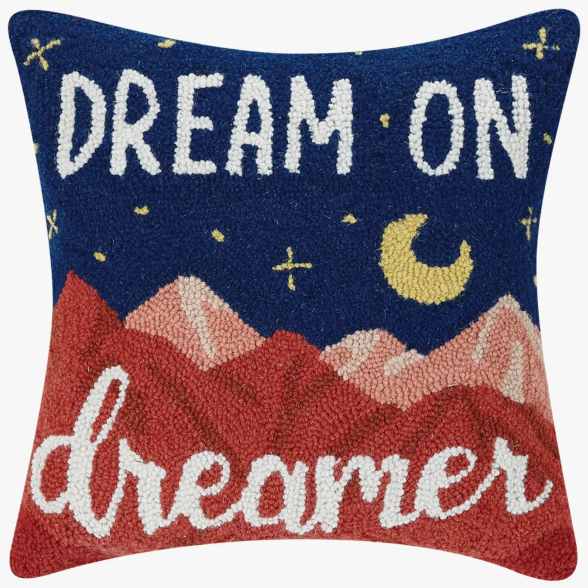 Dream On Dreamer Wool Hooked Pillow