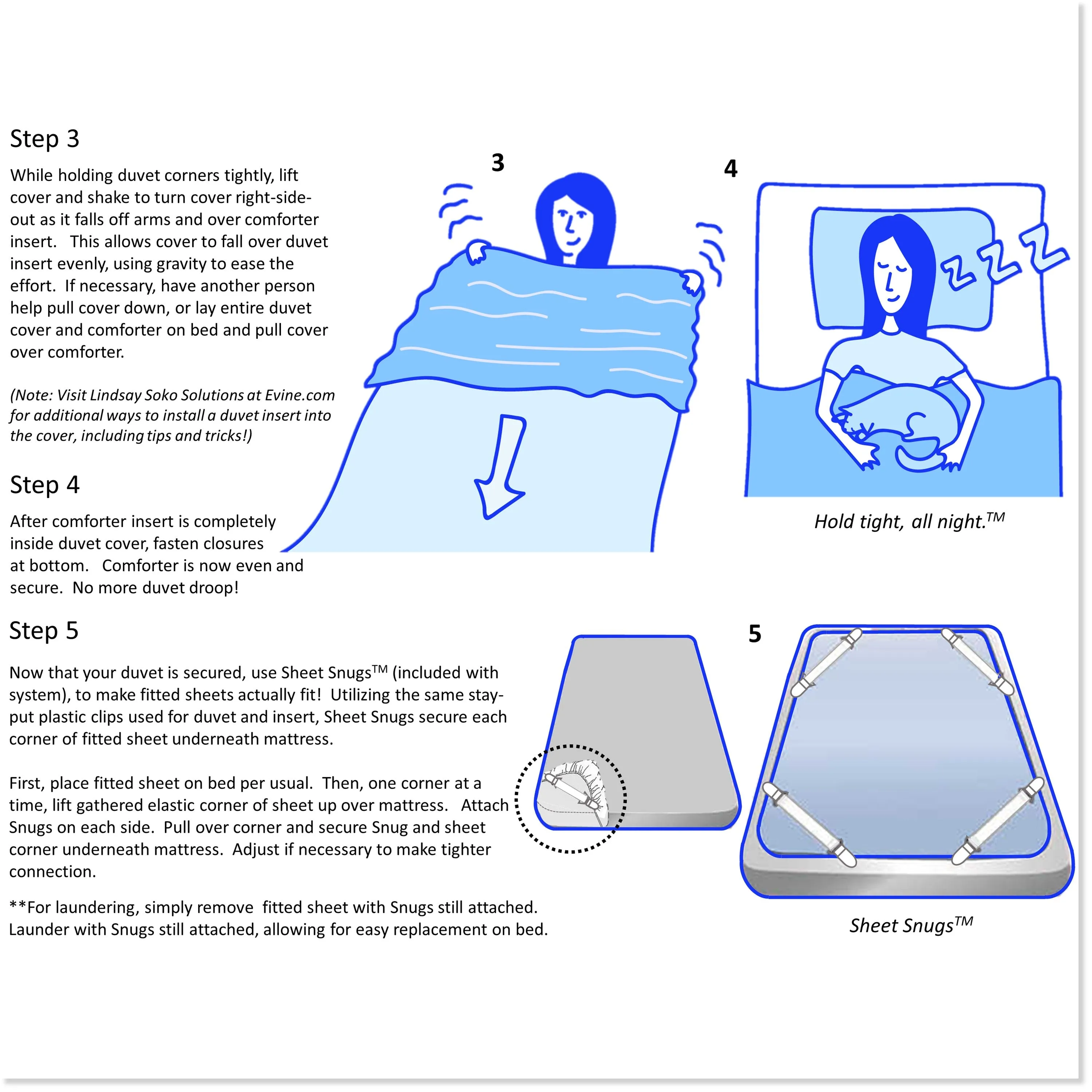 Duvet Stays and Sheet Snugs- The Complete "Sleep Tight" Bedding System