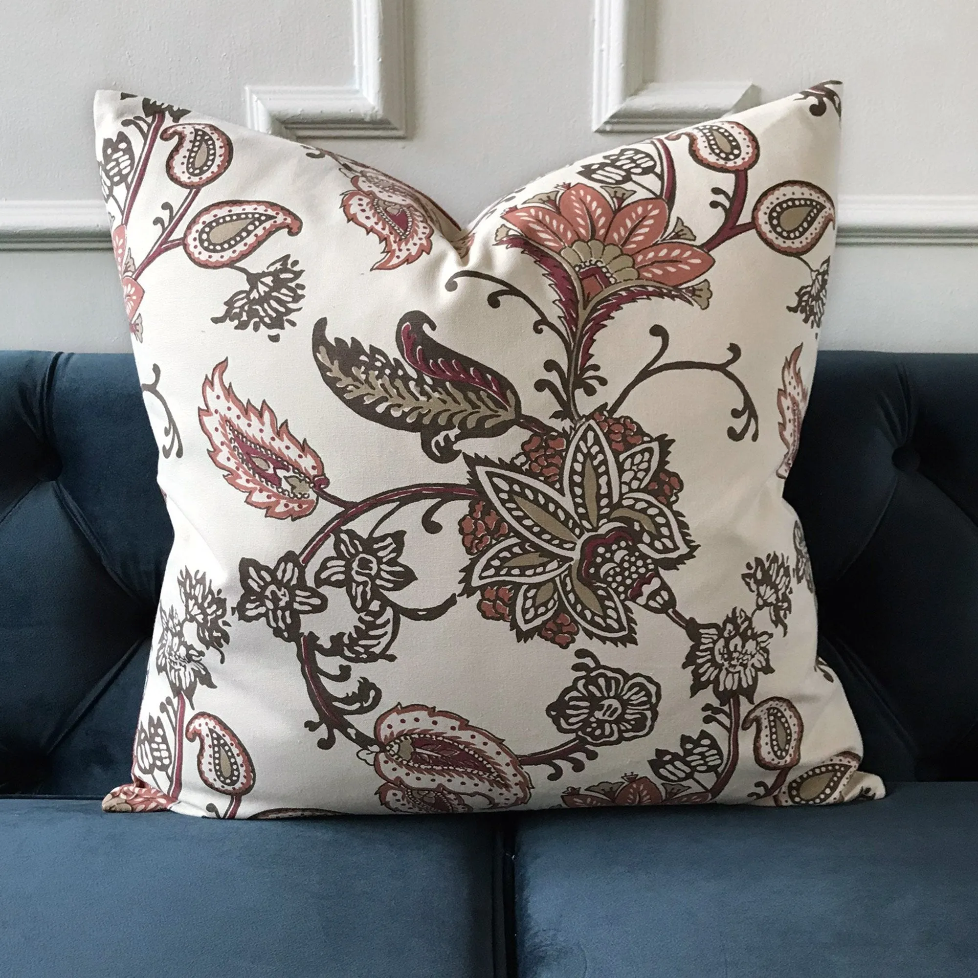 Earthen Flower Throw Pillow Cover 20x20