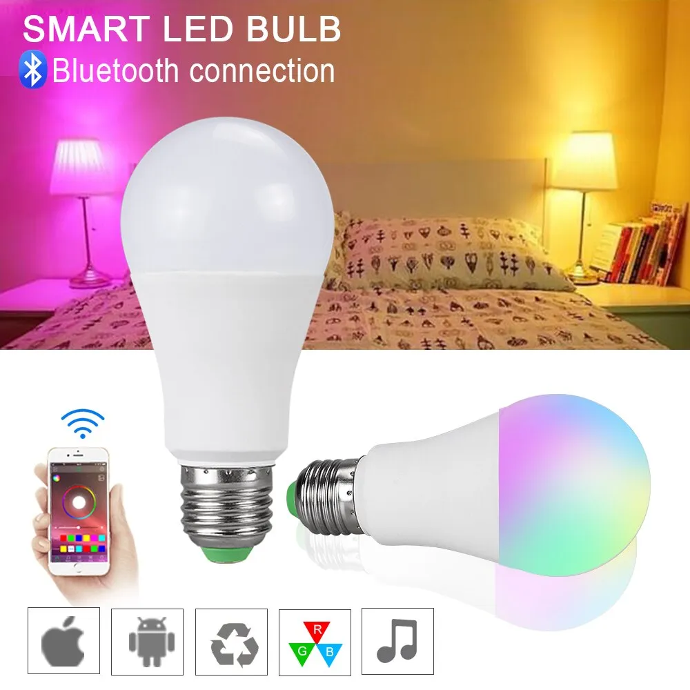 EeeToo RGB Bluetooth Smart LED Bulb E27 15W/20W APP Music Voice Control Smart Lighting Lamp Multiple Colors LED Light for Home