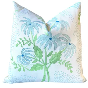 Elise: Floral Bouquet Pillow Cover in Light Blue and Green / Grandmillenial Pillows