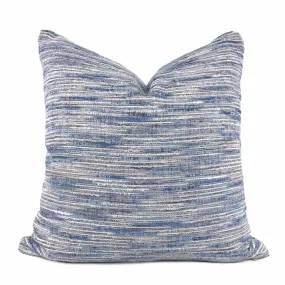 Erie Blue Tonal Slub Texture Chenille Pillow Cover