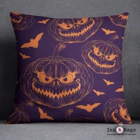 Evil Pumpkin Halloween Pillow