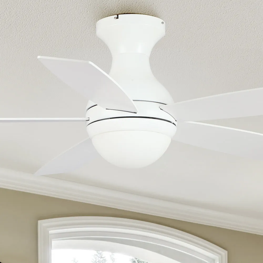 Fannin Flush Mount Smart Ceiling Fan with LED Light and remote 52 inch