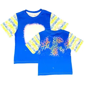 FREE GIFTVibrant Leopard Print Faux Bleach Sublimation T-Shirts-Royal Blue