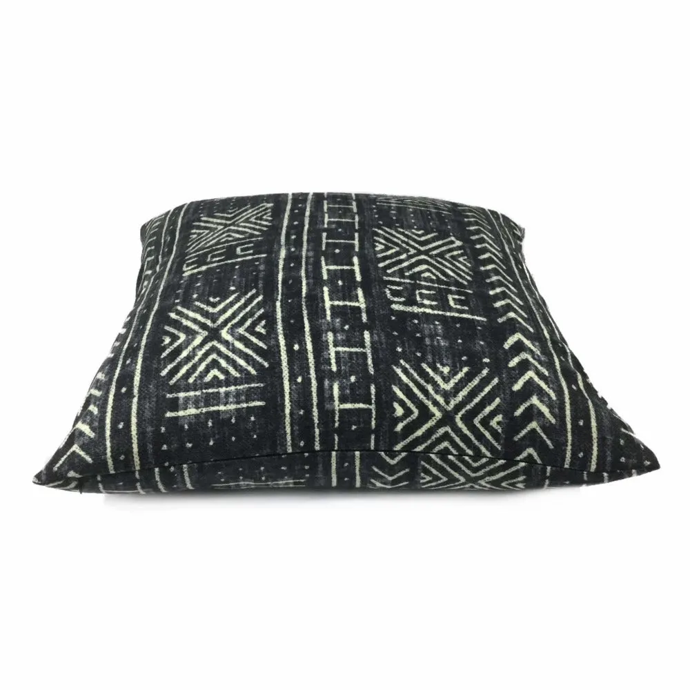 Genevieve Gorder Mali Mudcloth African Tribal Print Black Cream Pillow Cover