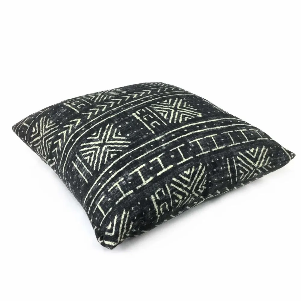 Genevieve Gorder Mali Mudcloth African Tribal Print Black Cream Pillow Cover