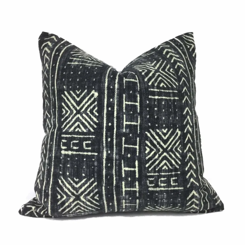 Genevieve Gorder Mali Mudcloth African Tribal Print Black Cream Pillow Cover