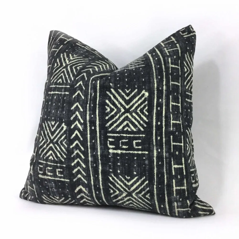 Genevieve Gorder Mali Mudcloth African Tribal Print Black Cream Pillow Cover