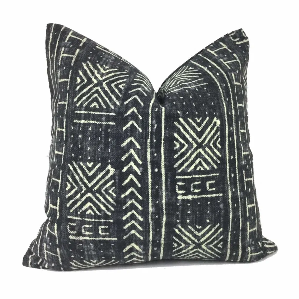 Genevieve Gorder Mali Mudcloth African Tribal Print Black Cream Pillow Cover