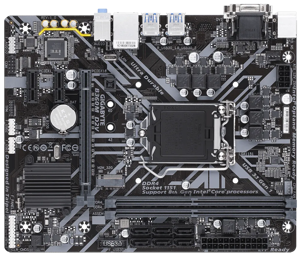 Gigabyte GA-B360M-D2V/Power Motherboard 1151 Supports 9th and 8th Gen Intel DDR4