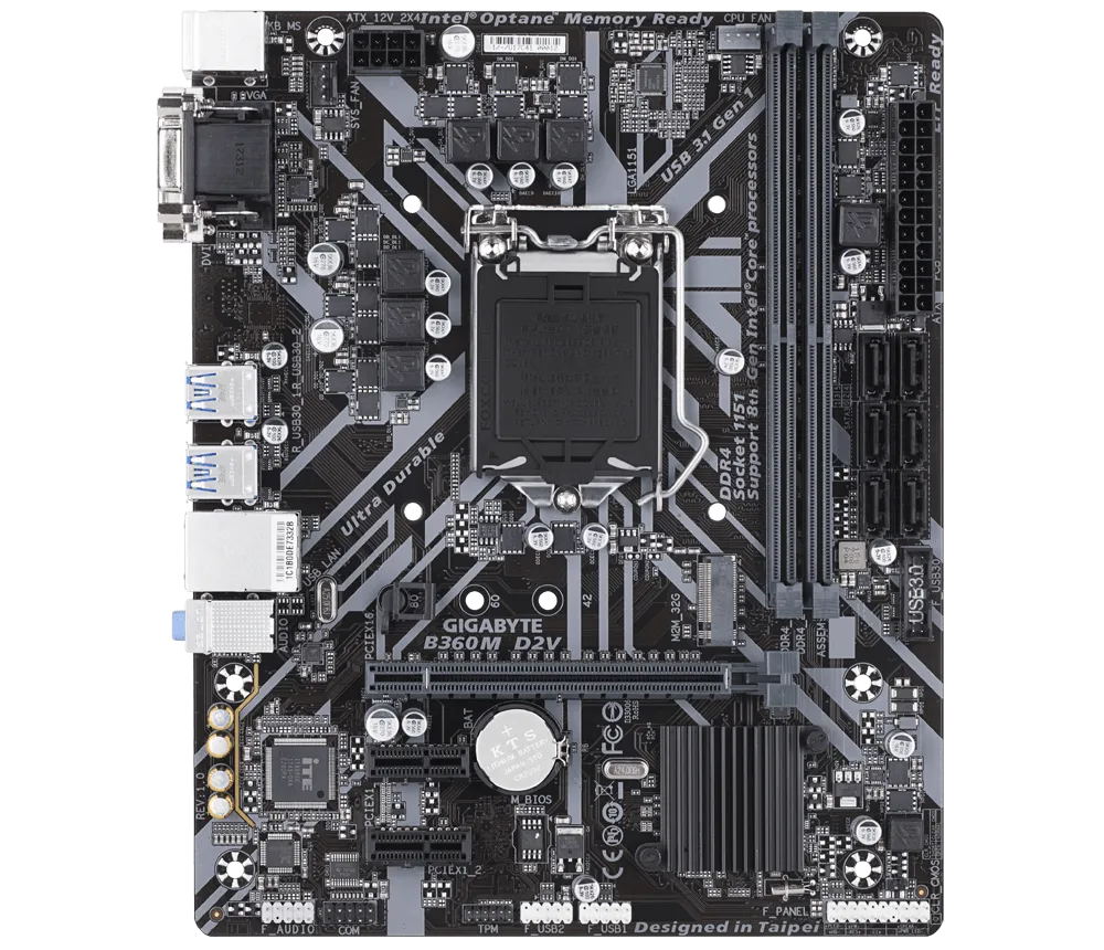 Gigabyte GA-B360M-D2V/Power Motherboard 1151 Supports 9th and 8th Gen Intel DDR4